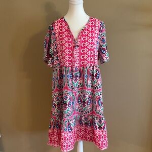 Vibrant Pink Patterned Dress
